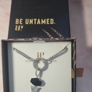 Be Untamed Silver-Tone Necklace with Black and Clear Stones